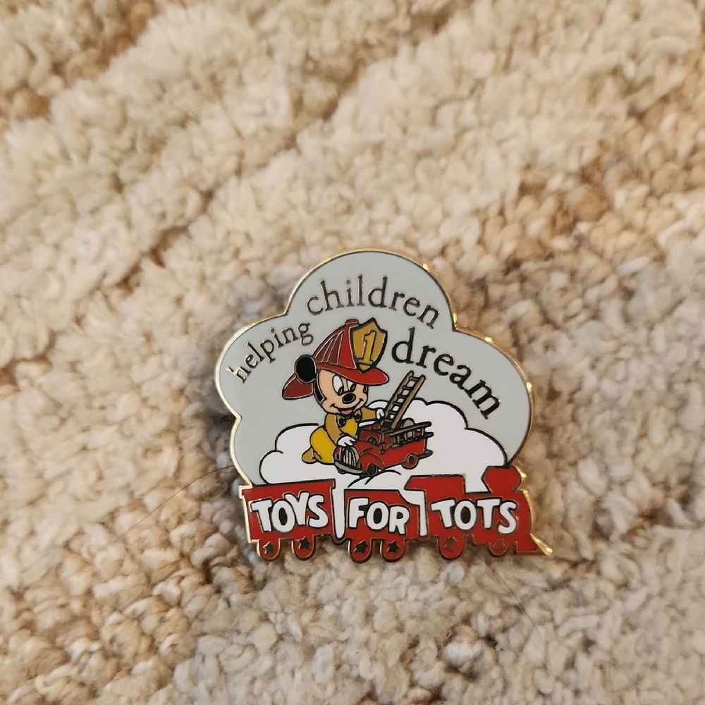 Disney Firefighter Pin in Red and Gold